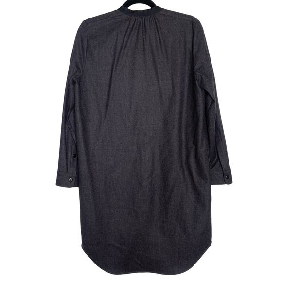 NEW Madewell M Latitude Wool Flannel Shirt Dress Long Sleeve Tunic Charcoal Gray - Picture 3 of 6